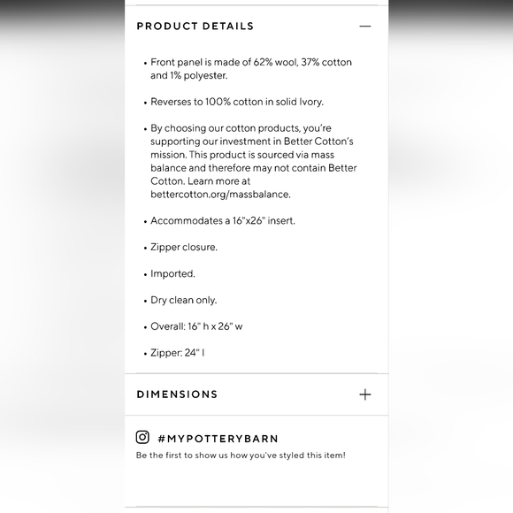 NWT Pottery Barn Reed Striped Lumbar Pillow and Insert - Picture 7 of 7